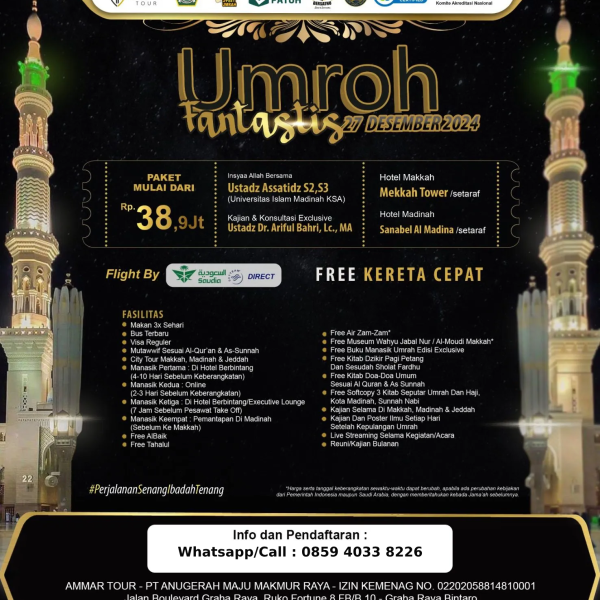 Lama Perjalanan umroh memakan waktu sekitar 9 hingga 12 hari, tergantung pada paket dan biro perjalanan yang dipilih 