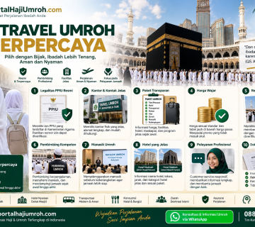 Kenali ciri travel umroh terpercaya, mulai dari legalitas PPIU, paket, fasilitas, pembimbing, hotel, hingga tips menghindari penipuan travel umroh